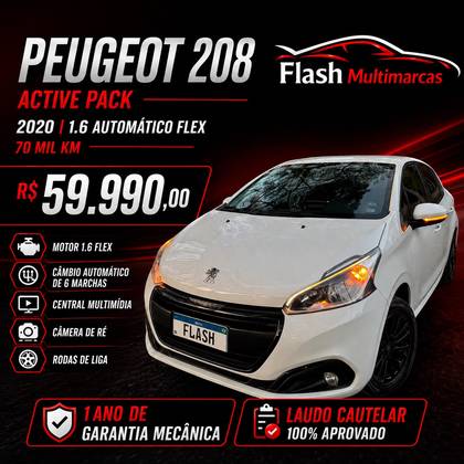 PEUGEOT 208 1.6 ACTIVE PACK 16V FLEX 4P AUTOMÁTICO PEUGEOT 208 1.6 ACTIVE PACK 16V FLEX 4P AUTOMÁTICO